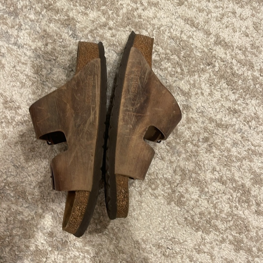 Birkenstock Brown Leather Two-Strap Sandals - Picture 2 of 13